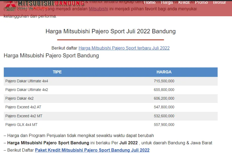 harga-mitsubishi-pajero-sport-2022-bandung