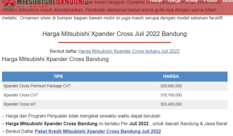 harga-mitsubishi-xpander-cross-2022-bandung